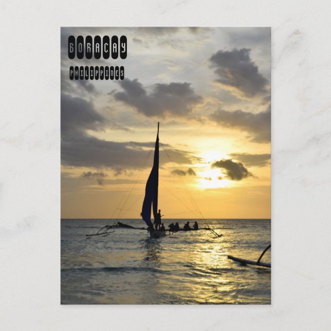 Cartão Postal Sunset de Boracay, Filipinas (Frente)