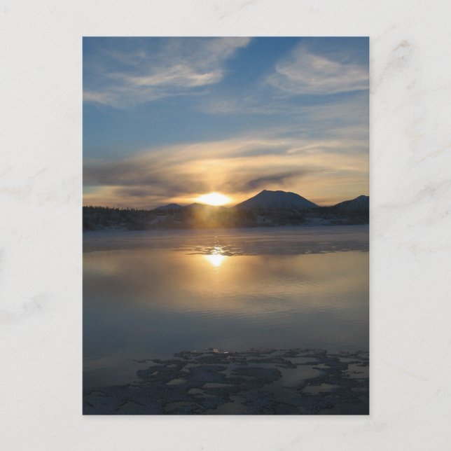 Cartão Postal Sunset de inverno em Aleknagik (Frente)