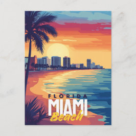 Cartão Postal Sunset de Miami Beach | Costeira da Flórida Vibran