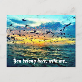 Cartão Postal Sunset de Praia Colorida Romântico