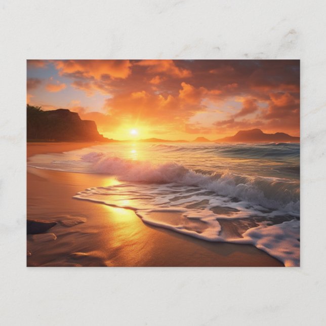 Cartão Postal Sunset de praia tropical (Frente)