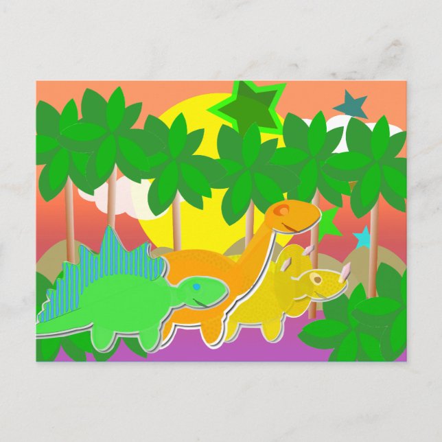 Cartão postal Sunset Dinossauros (Frente)