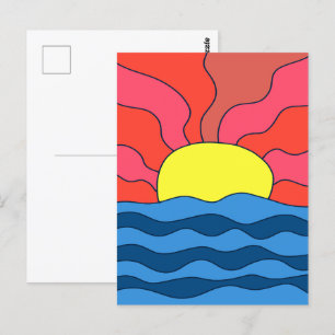 Cartão Postal Sunset e Ondas