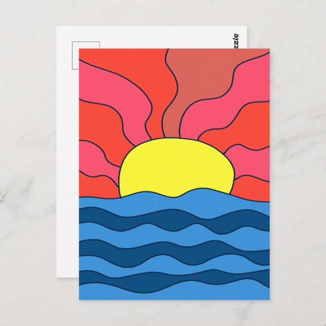 Cartão Postal Sunset e Ondas (Frente/Verso)
