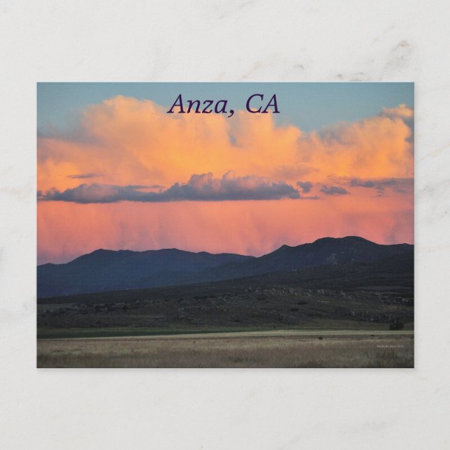 Cartão Postal Sunset em Anza, CA (Frente)