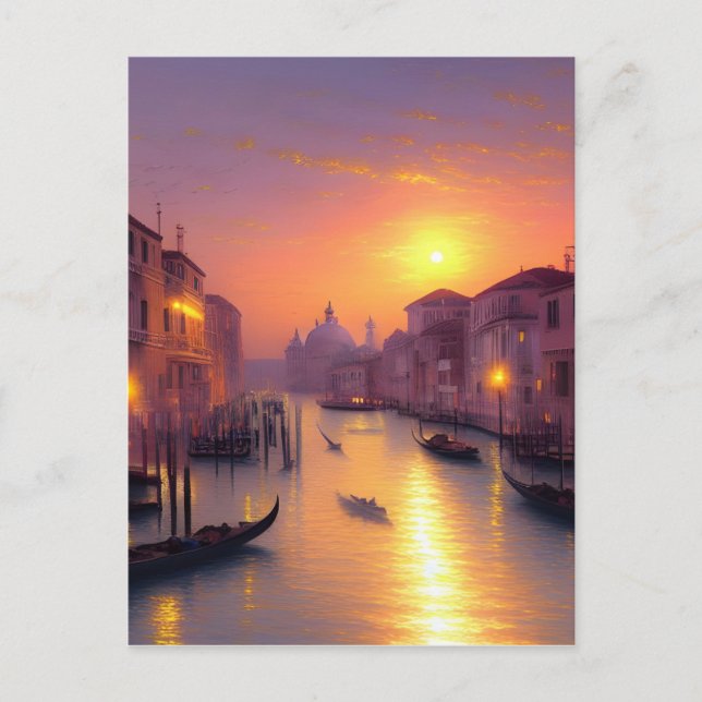 Cartão Postal Sunset Em Arte Digital Do Canal De Veneza (Frente)