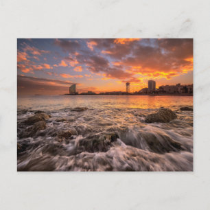 Cartão Postal Sunset Em Barcelona