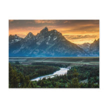 Sunset Em Grand Teton E Cobra River