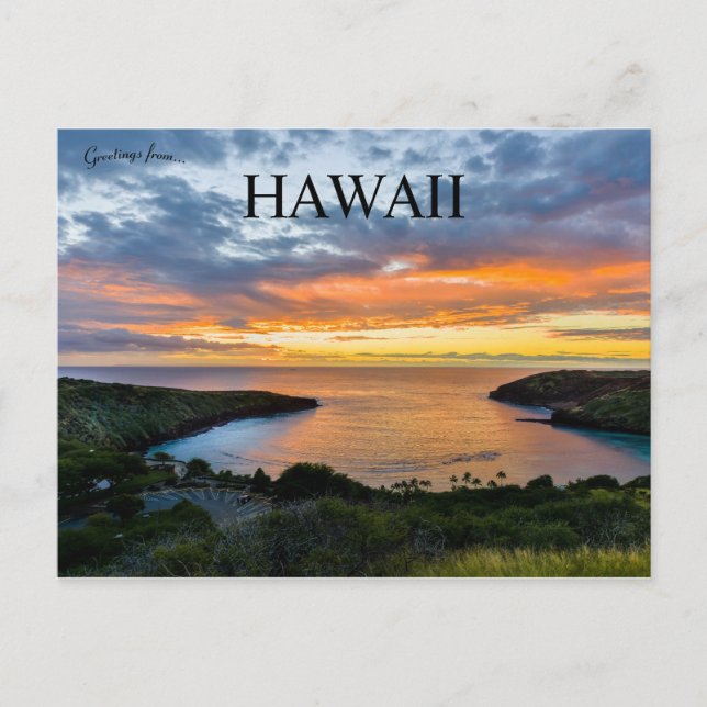 Cartão Postal Sunset em Hanauma Bay no Havaí (Frente)