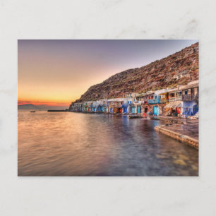 Cartão Postal Sunset em Klima de Milos, Grécia