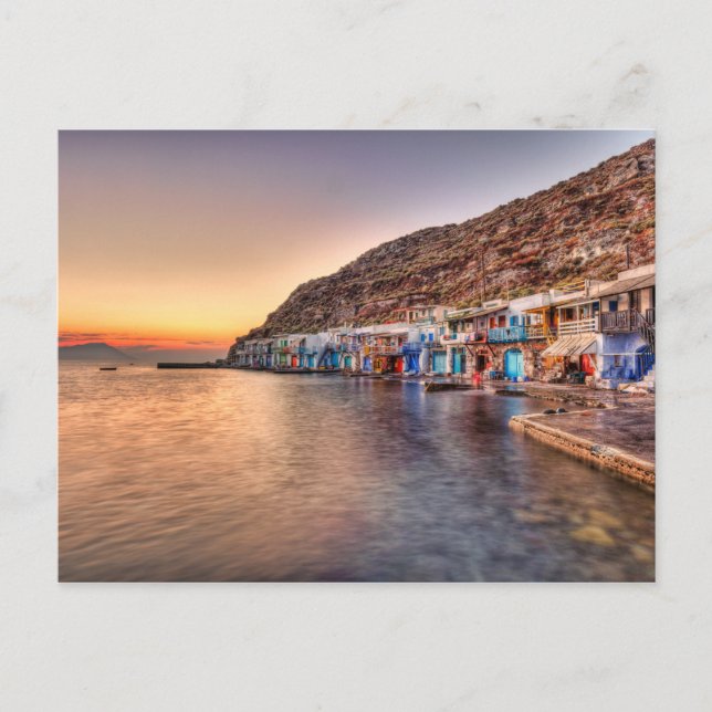 Cartão Postal Sunset em Klima de Milos, Grécia (Frente)