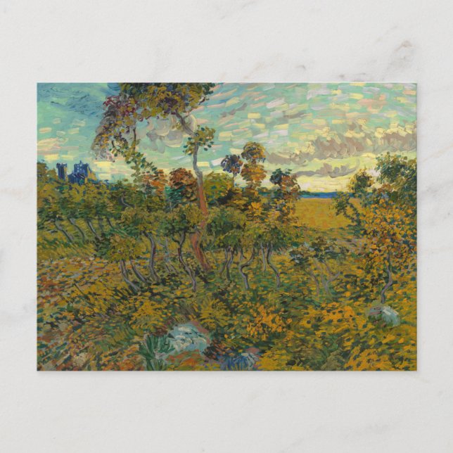 Cartão Postal Sunset em Montmajour por Vincent Van Gogh Cartão-p (Frente)