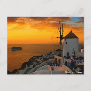 Cartão Postal Sunset em Santorini, Grécia - Cartão-postal OiaW