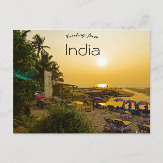 Cartão Postal Sunset em uma praia em Goa Índia (Frente)