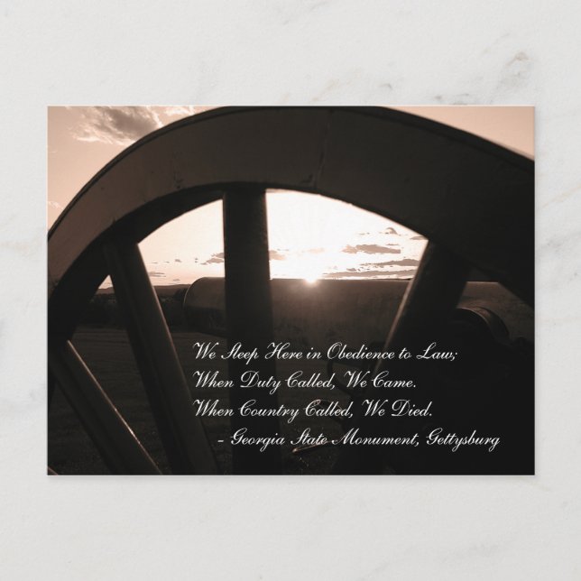 Cartão postal Sunset Gettysburg (Frente)