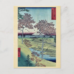 Cartão Postal Sunset Hill por Ando,Hiroshige