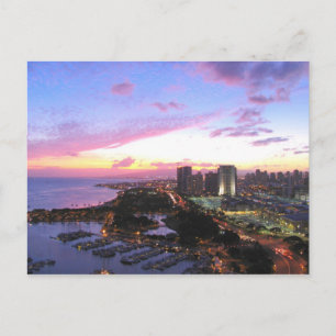 Cartão Postal Sunset Honolulu cityscape Hawaii