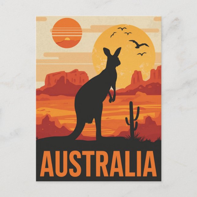 Cartão Postal Sunset Kangaroo in Australia (Frente)