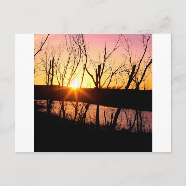 Cartão Postal Sunset Lake Wilson Kansas (Frente)