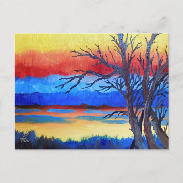 Cartão Postal Sunset Lakeside (Frente)