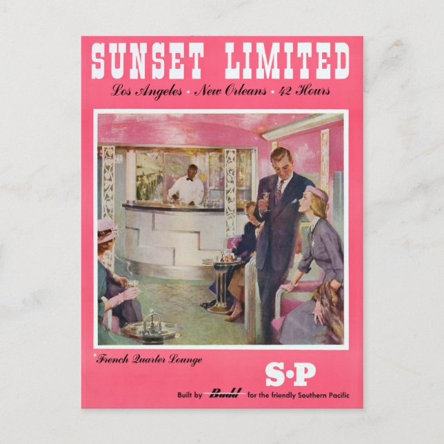 Cartão Postal Sunset Limited Los Angeles New Orleans Poster (Frente)