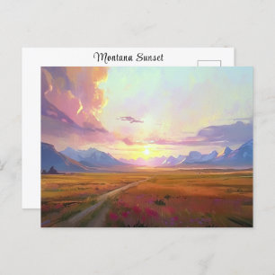Cartão Postal Sunset Montana Big Sky Sunset Pinting Foothills
