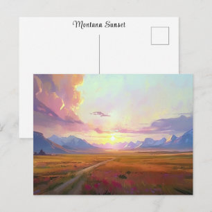 Cartão Postal Sunset Montana Big Sky Sunset Pinting Foothills