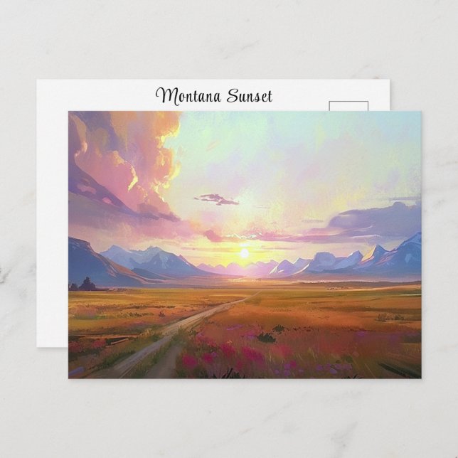 Cartão Postal Sunset Montana Big Sky Sunset Pinting Foothills (Frente/Verso)