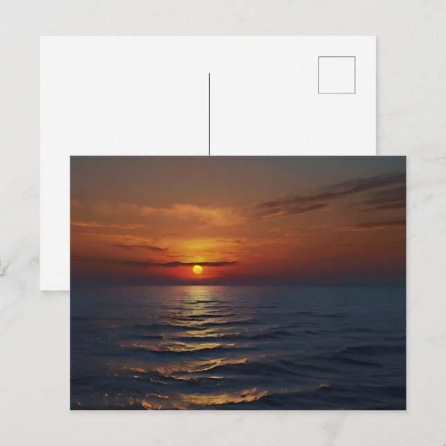 Cartão Postal Sunset na arte do mar (Frente/Verso)