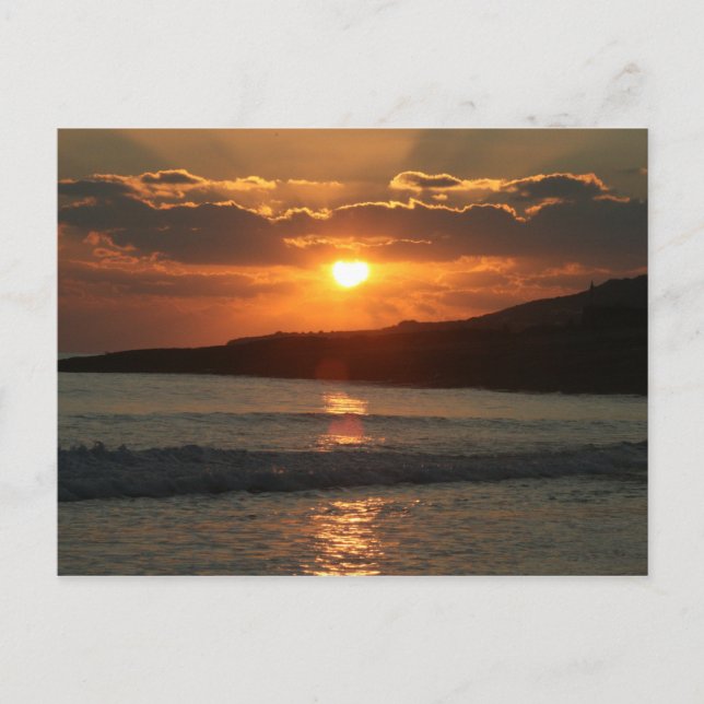 Cartão Postal Sunset na Praia da Luz, Algarve, Portugal (Frente)