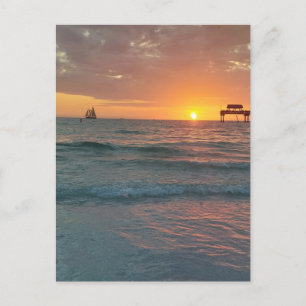 Cartão Postal Sunset na praia de Clearwater