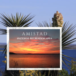 Cartão Postal Sunset no Amistad Reservoir, Amistad ARN, Texas