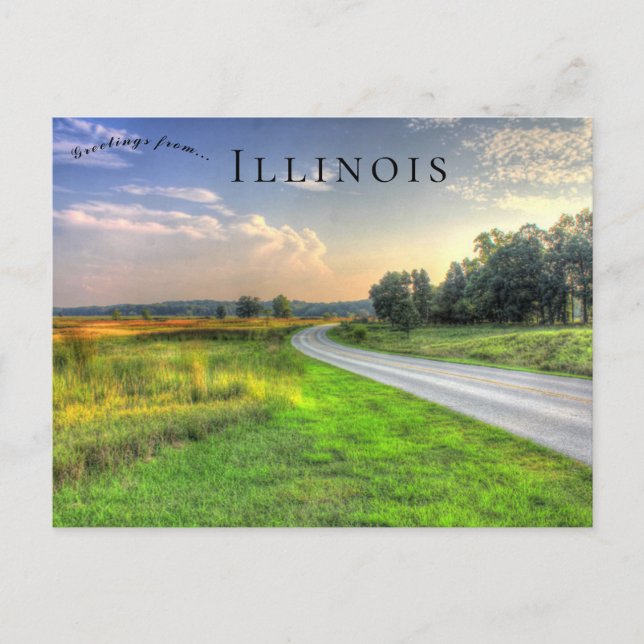 Cartão Postal Sunset no Chain O Lake State Park, Illinois (Frente)