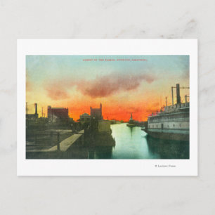 Cartão Postal Sunset no Harbour ViewStockton, CA