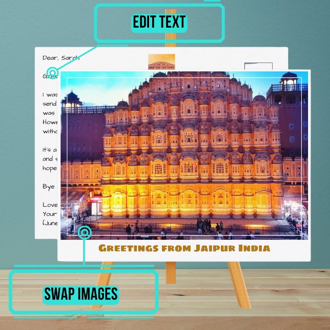 Cartão Postal Sunset no Hawa Mahal em Jaipur na Índia (Please enjoy our postcard)