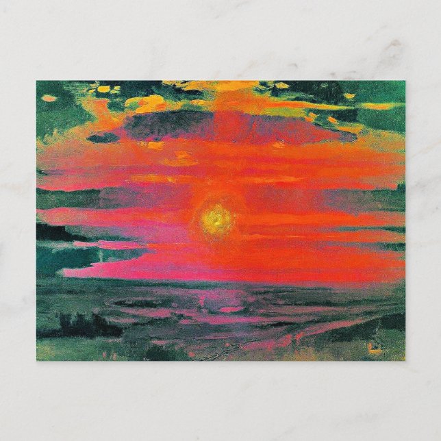 Cartão Postal Sunset no inverno, trabalho de arte de Arkhip Kuin (Frente)