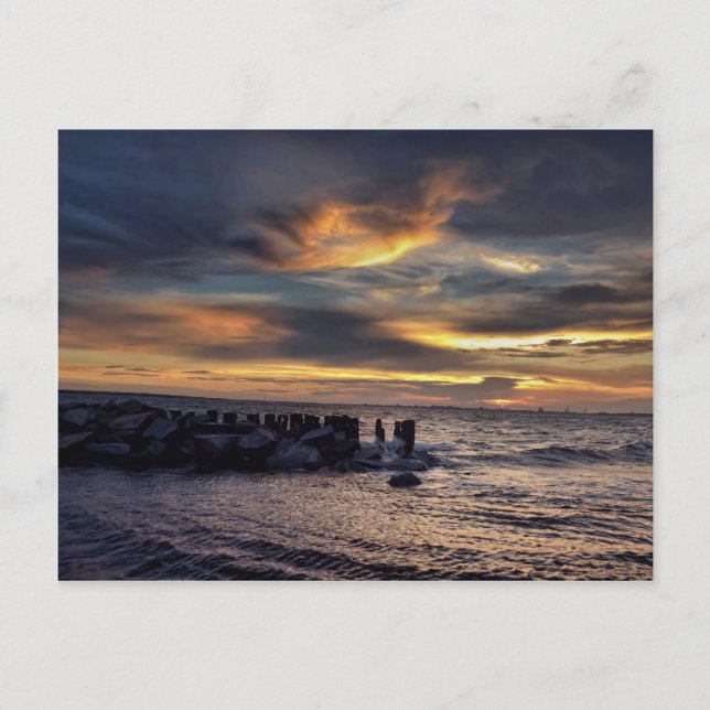 Cartão Postal Sunset no porto de Charleston (Frente)