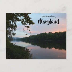 Cartão Postal Sunset no Rio Potomac em Maryland