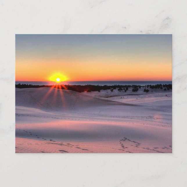 Cartão Postal Sunset no Silver Lake State Park, Michigan (Frente)