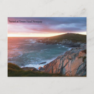 Cartão Postal Sunset no Town Head Newquay Cornwall Inglaterra