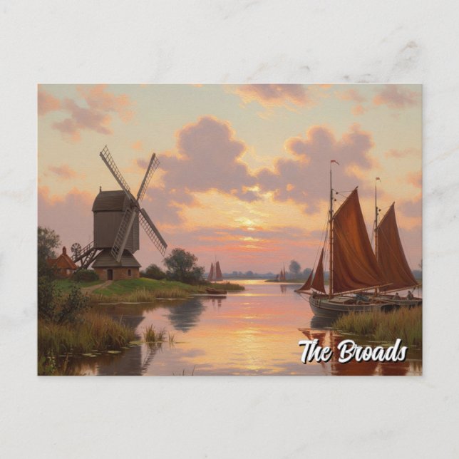 Cartão Postal Sunset no Viagem das Broads England (Frente)