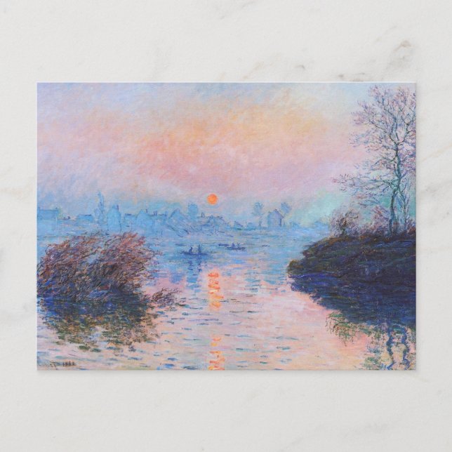 Cartão Postal Sunset on the Seine, por Claude Monet (Frente)