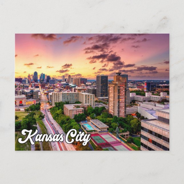 Cartão Postal Sunset Over BeauBonful Kansas City, Missouri, EUA (Frente)