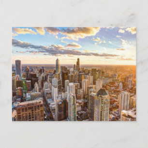 Cartão Postal Sunset Over Chicago