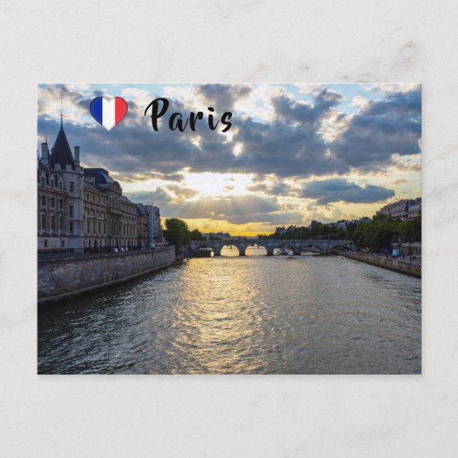 Cartão Postal Sunset over Conciergerie - Paris, França (Frente)