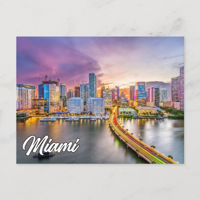 Cartão Postal Sunset Over Miami, Flórida, Estados Unidos (Frente)