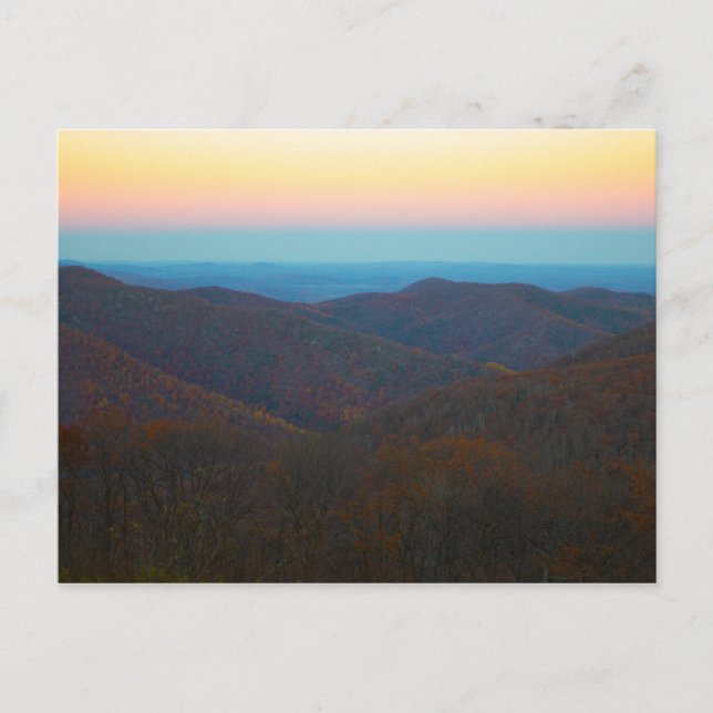 Cartão Postal Sunset Over Shenandoah National Park, Virginia (Frente)