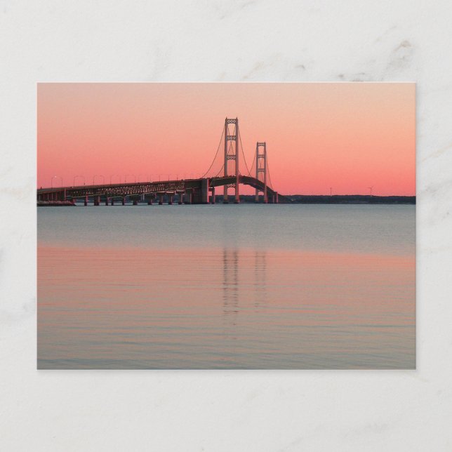 Cartão Postal Sunset Over the Mackinac Bridge, Michigan (Frente)