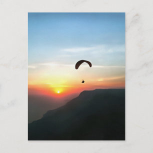 Cartão Postal Sunset Paraglide Wanderlust Arte Esportiva Extreme