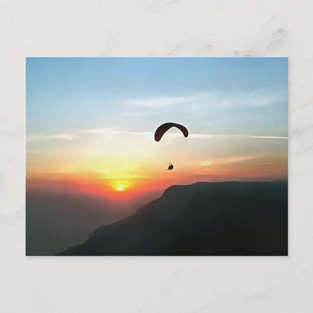 Cartão Postal Sunset Paraglide Wanderlust Arte Esportiva Extreme (Frente)